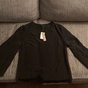 JCREW Embroidered bell-sleeve silk top